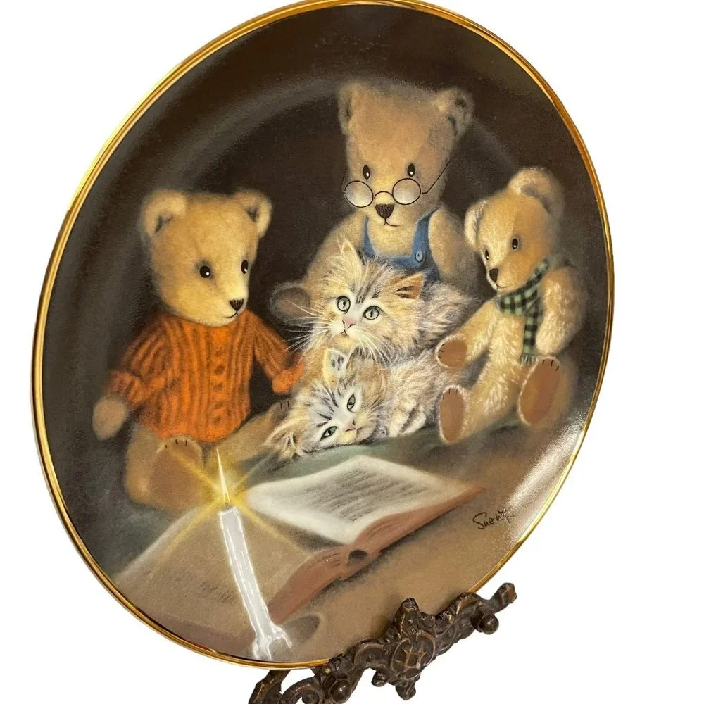 Story Hour by Sue Willis Collectible Plate Teddy Bears & Kittens Limited Edition